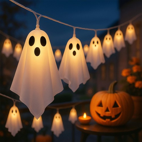Halloween ghost string lights - halloween,