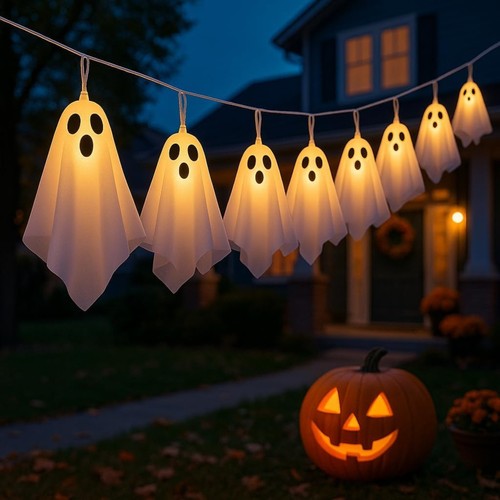 Halloween ghost string lights - halloween,