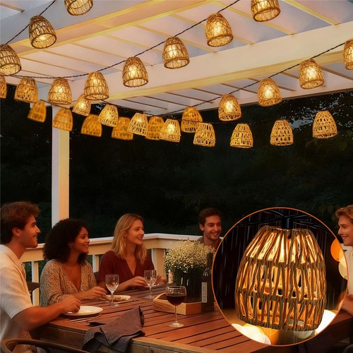 Leds hanging rattan - 15, string