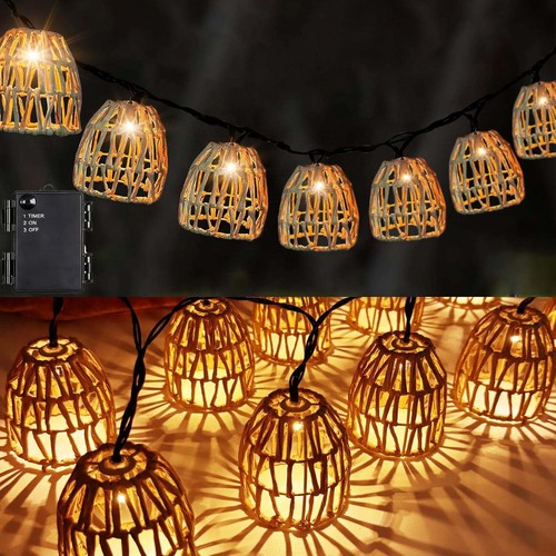 15x led rattan effect lantern - led,
