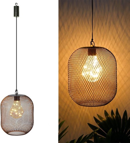 Black metal hanging lantern - black,