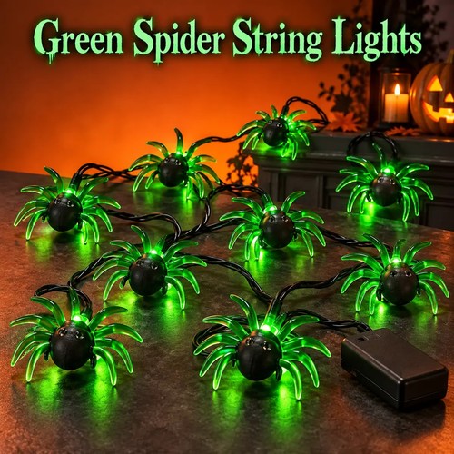 Halloween led green spider - led,