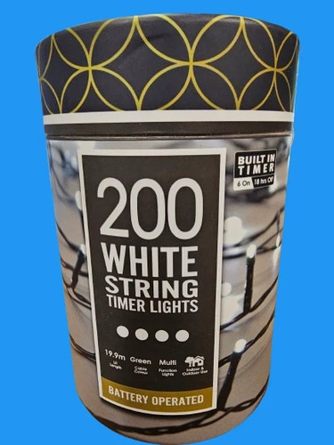 Festive 200 white string - , timer
