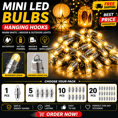 Mini led bulbs hanging - led, hooks